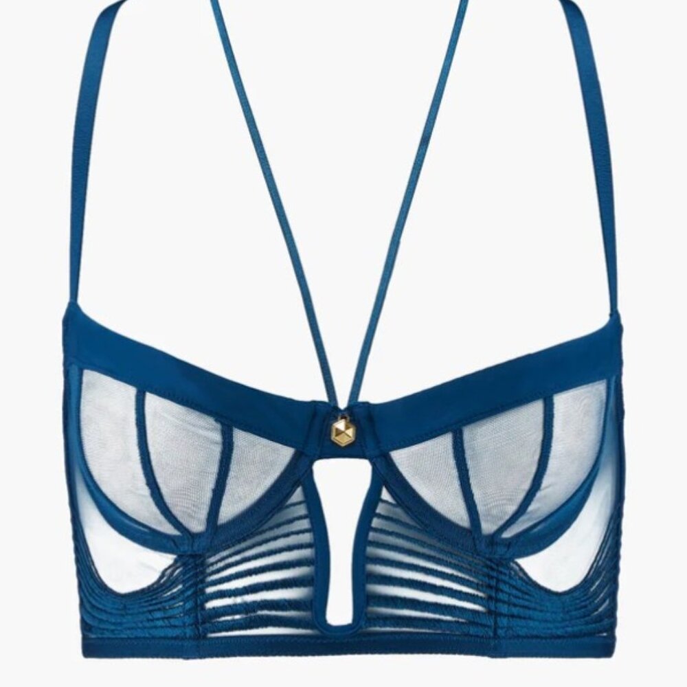 Aubade  “Sumptuous Waves” Bustier – Imperial Blue – 34F